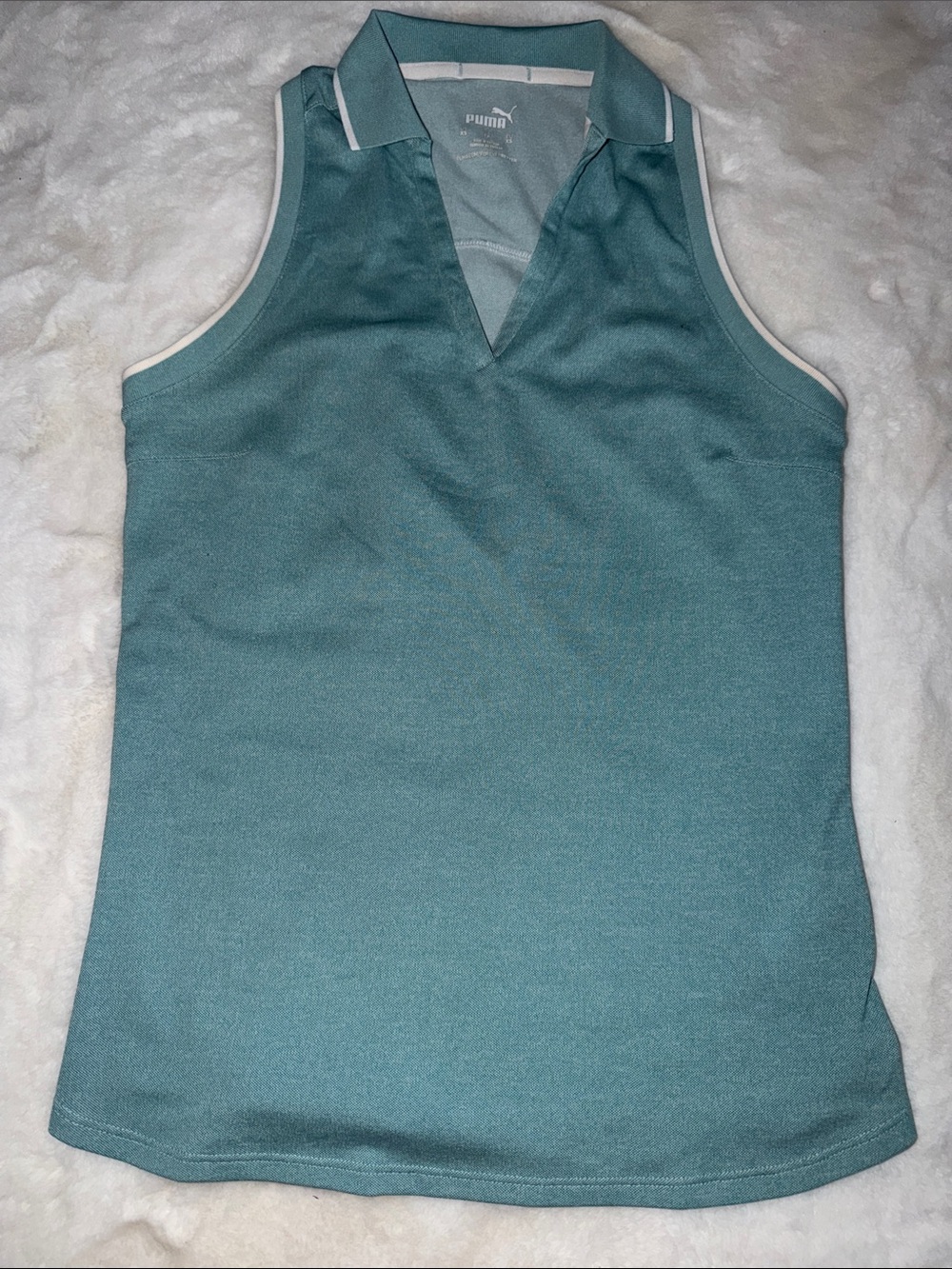 NWOT Puma Women's Teal Polo Tank with White Trim Size XS
